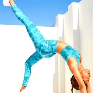 Free People FP Movement Good Karma Leggings, Blue Peacock, Size M/L